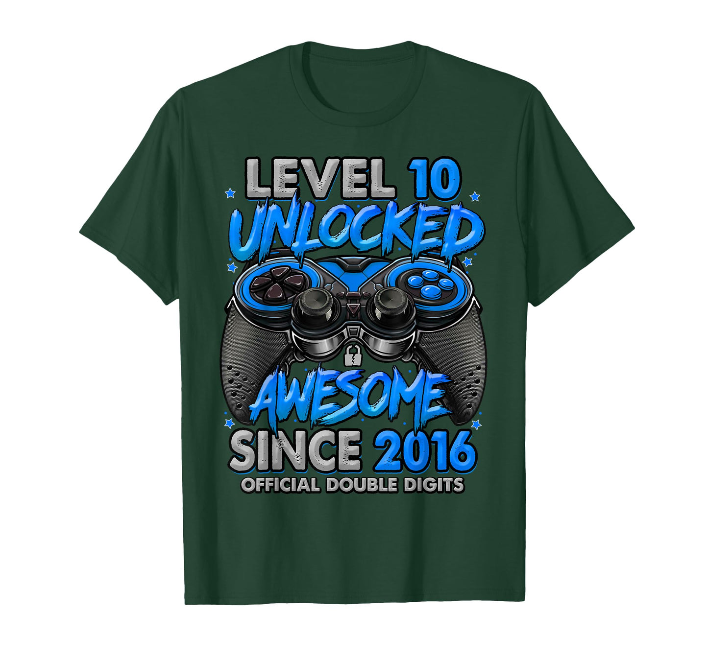 Level 10 Unlocked Awesome Since 2016 10th Birthday Gaming T-Shirt