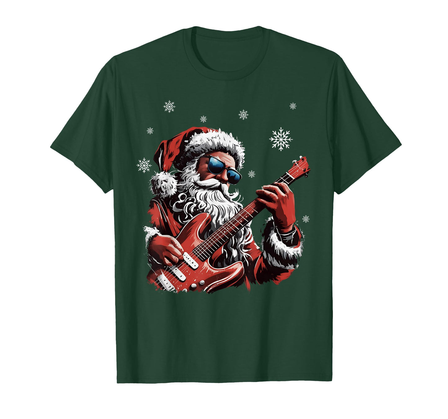Funny Christmas Rock Santa Claus Playing Guitar Men Boy Kid T-Shirt