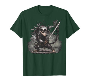 Ninja Dachshund Warrior Japanese Samurai Sausage Dog Ink Art T-Shirt