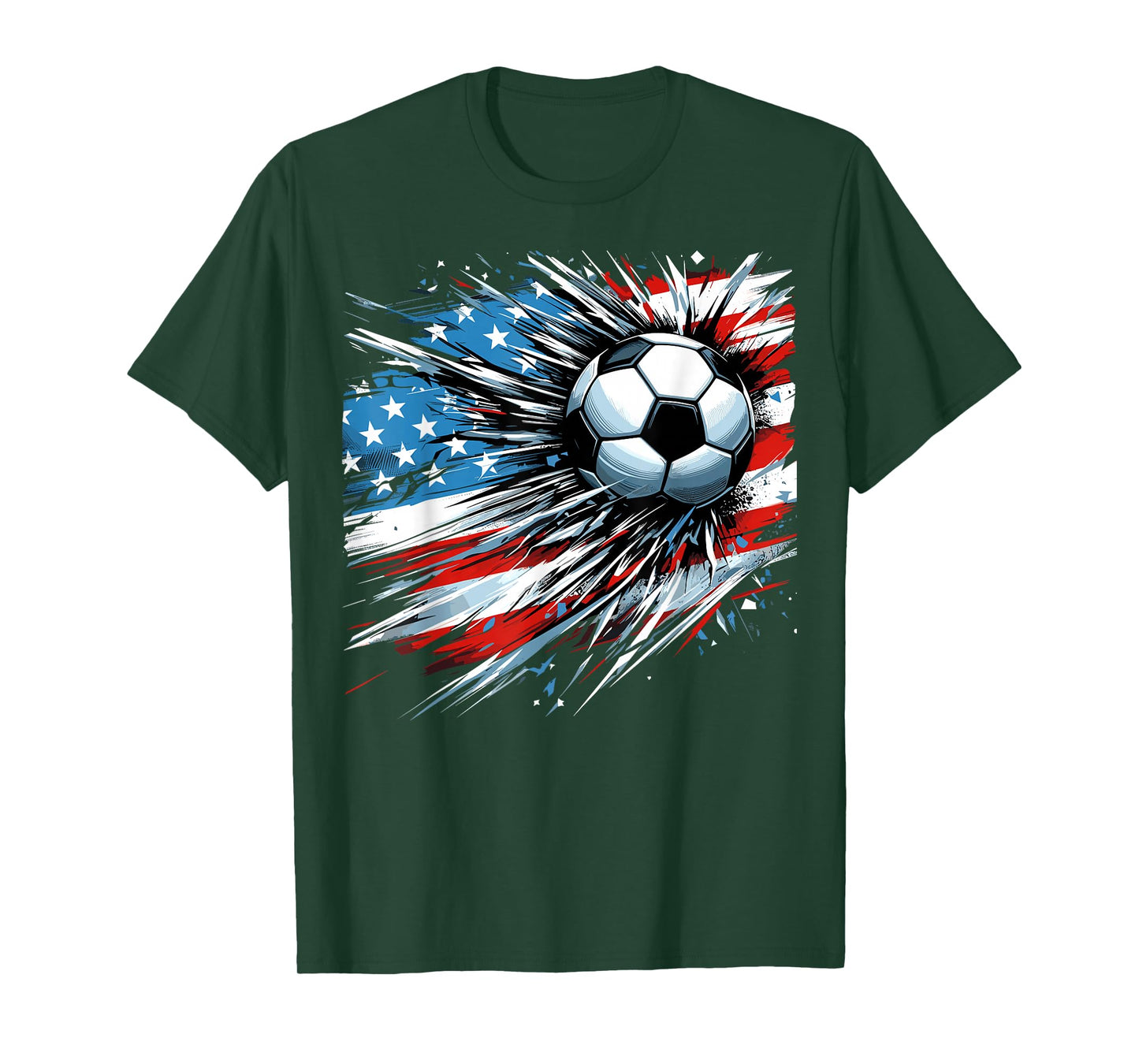 Soccer Ball 4th of July Boys American Flag Patriotic T-Shirt