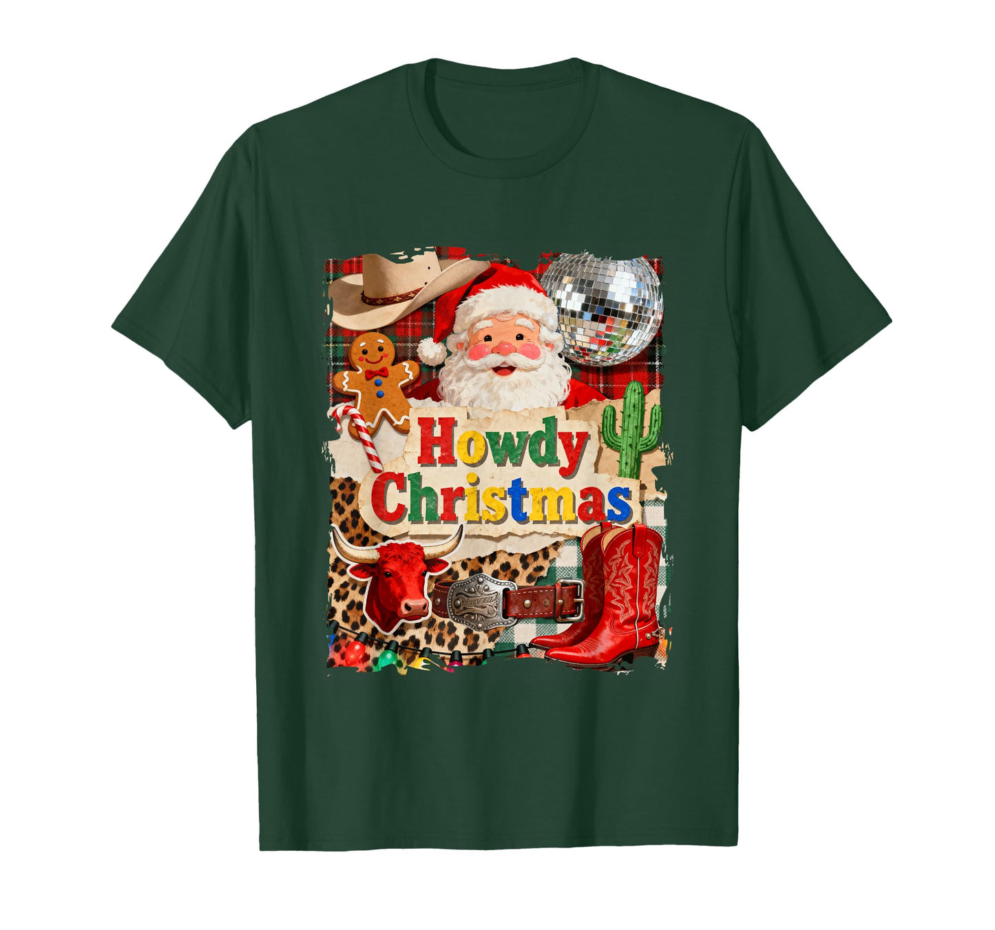 Howdy Christmas Western Santa Claus Xmas Cowboy Boots Women T-Shirt