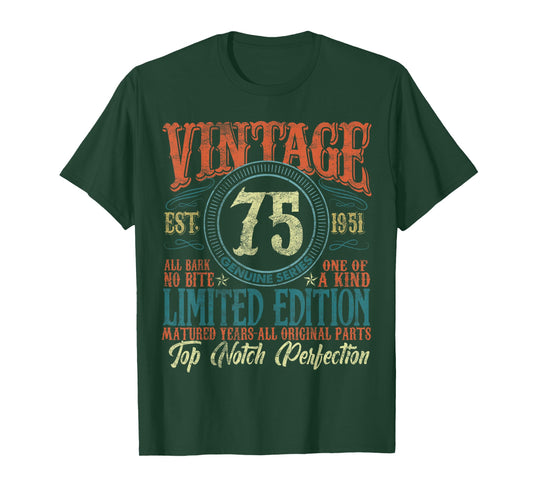 75 Year Old Gifts Vintage 1951 Limited Edition 75th Birthday T-Shirt