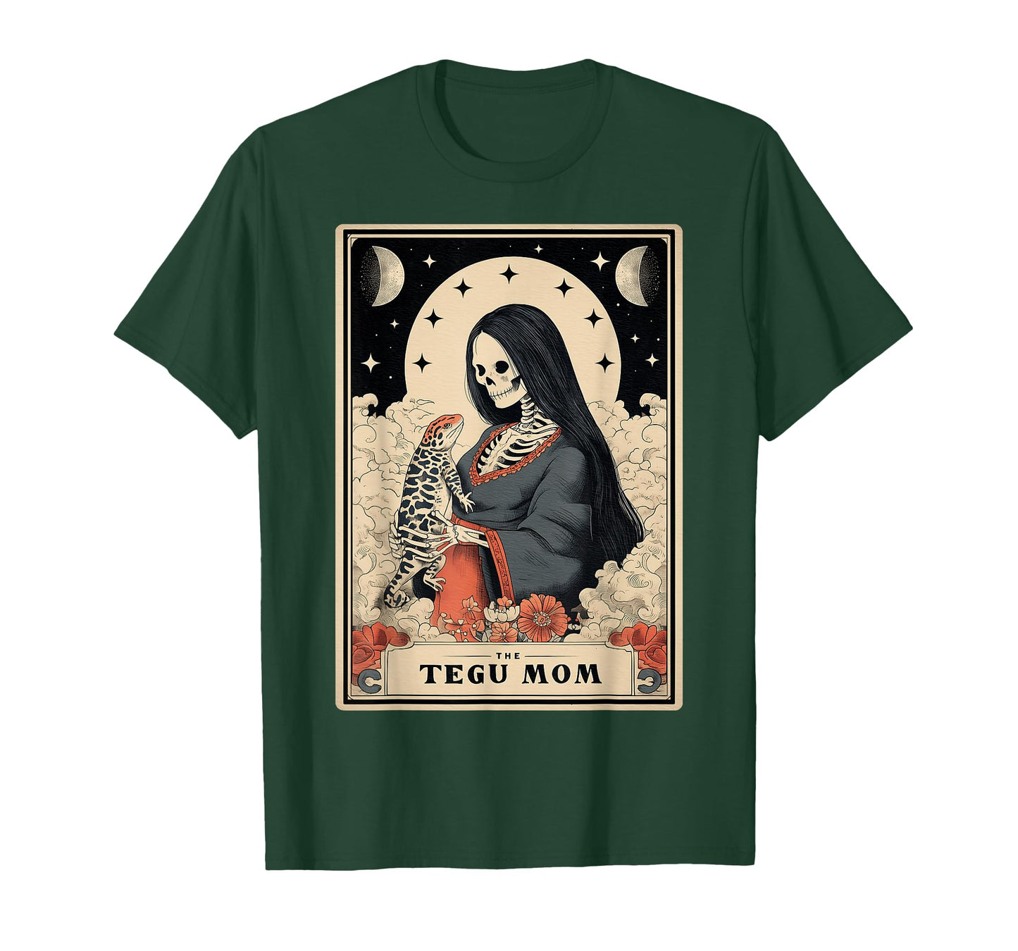 The Tegu Mom Argentine Black and White Lizard Tarot Card T-Shirt
