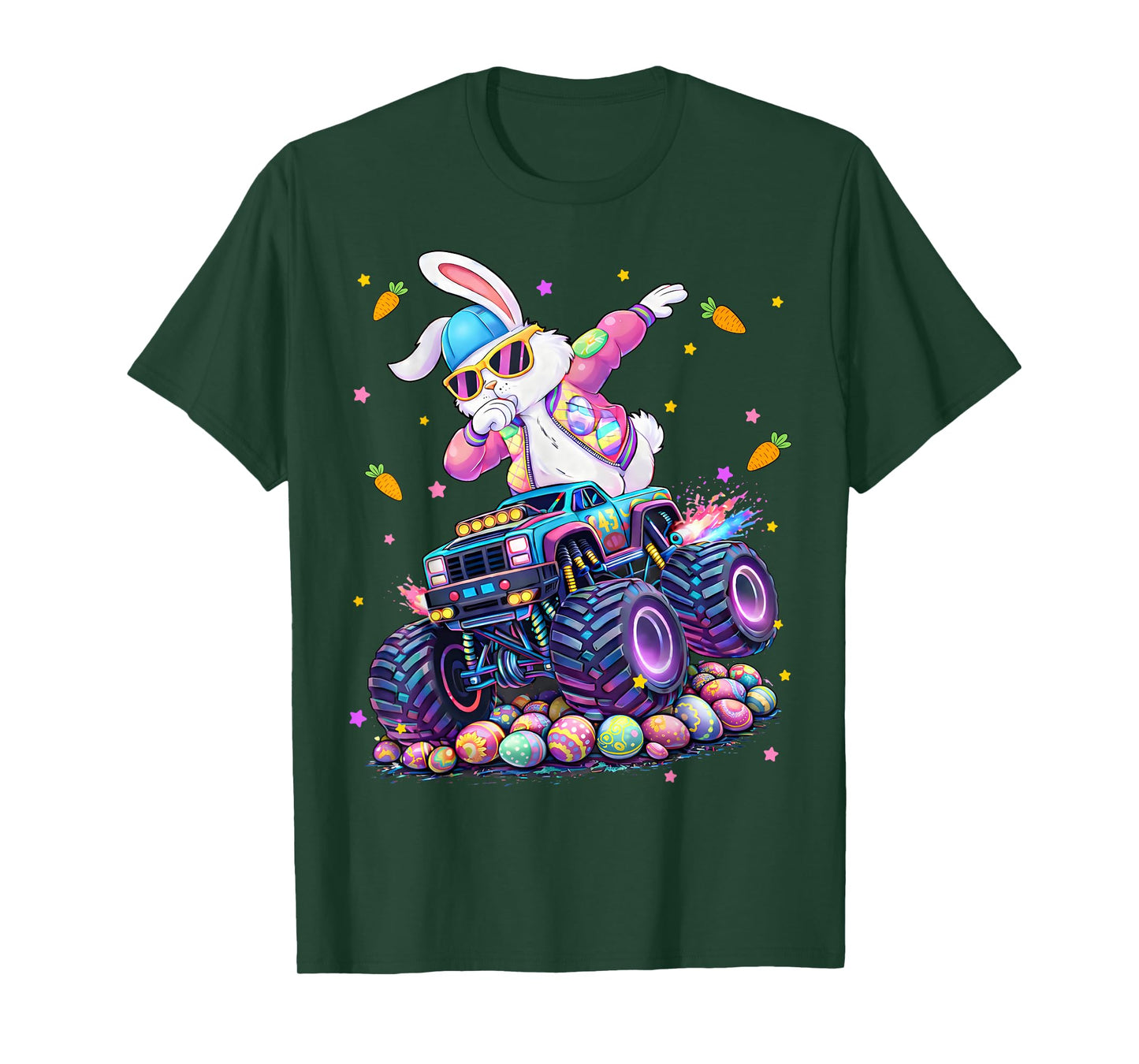 Funny Monster Truck Dabbing Rabbit Easter Bunny Men Boy T-Shirt