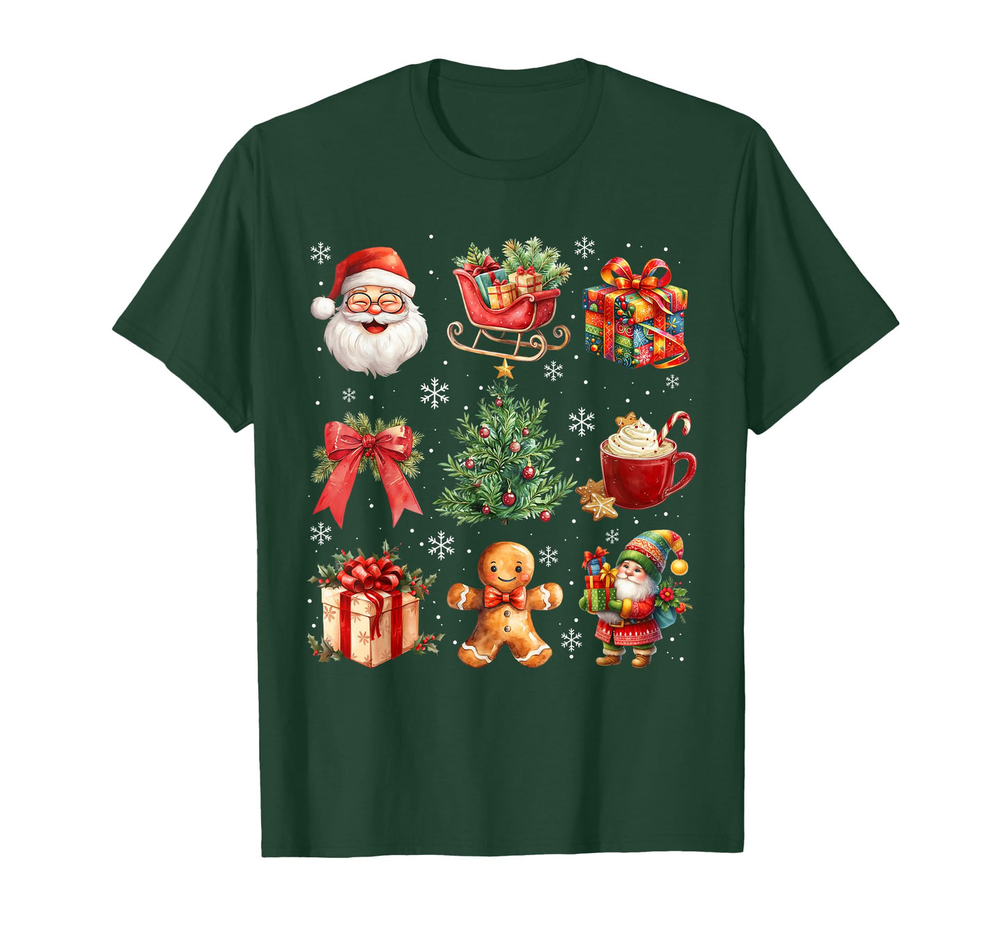 Christmas Tree Coquette Bow Santa Gingerbread Gnome Sleigh T-Shirt