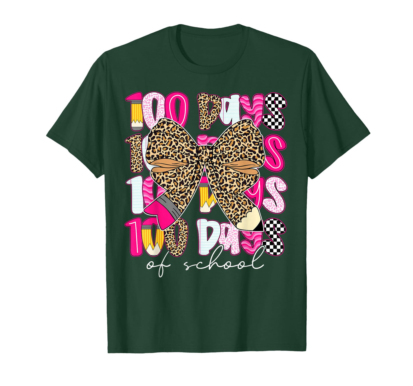 100 Days of School Girls Kids 100th Day Teacher Coquette Bow T-Shirt