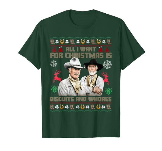 All I Want for Christmas is Biscuits Funny Ugly Christmas T-Shirt