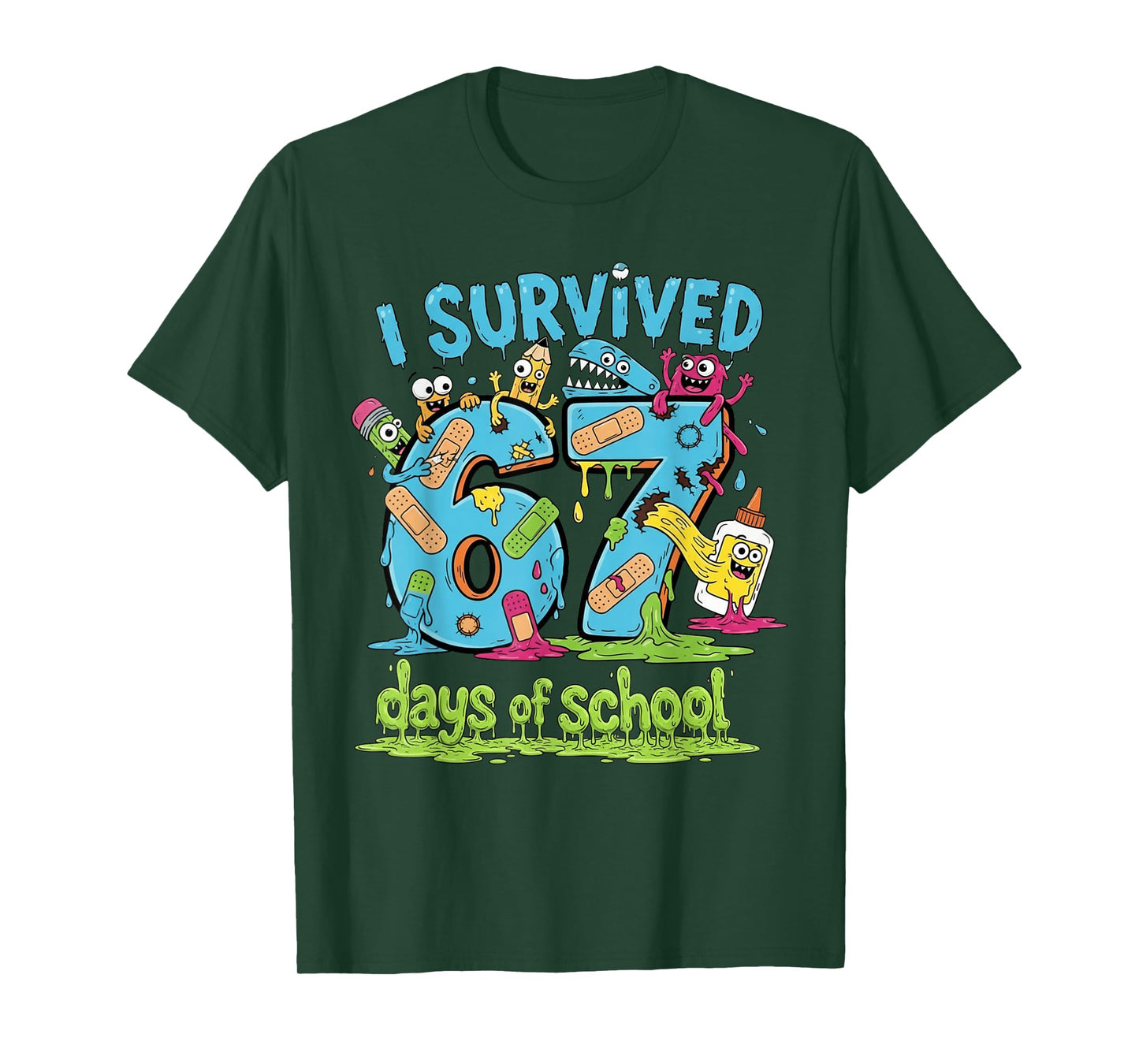I Survived 67 Days of School Teachers Students Monster T-Shirt