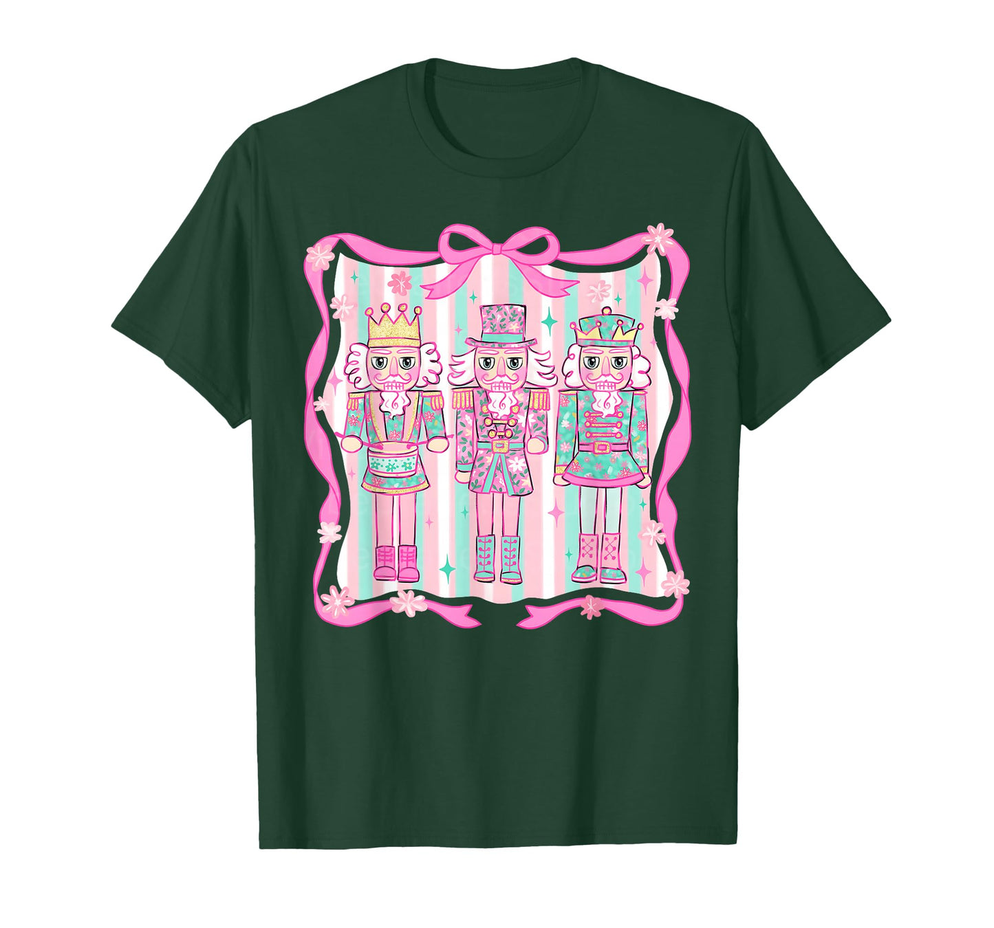 Nutcracker Coquette Pink Bow Xmas Holiday Merry Christmas T-Shirt