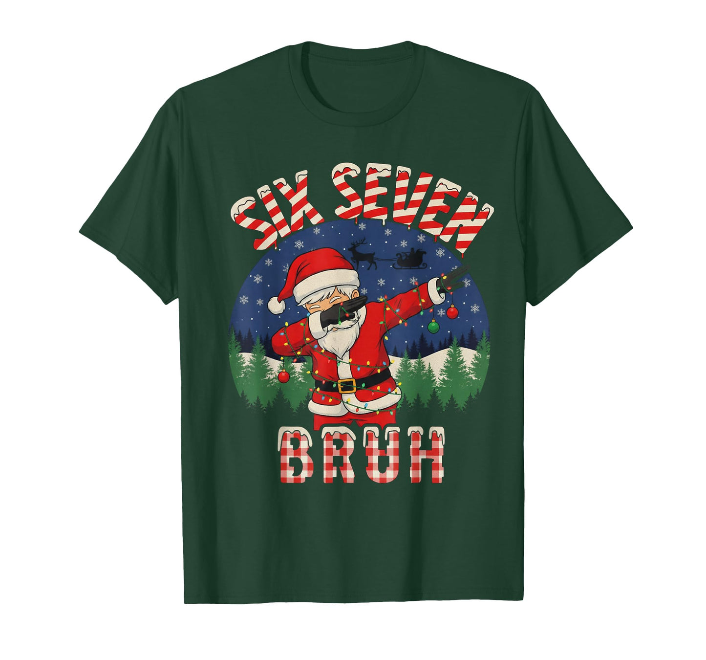 Funny Six Seven Bruh Dabbing 67 Christmas Holiday Women Kids T-Shirt