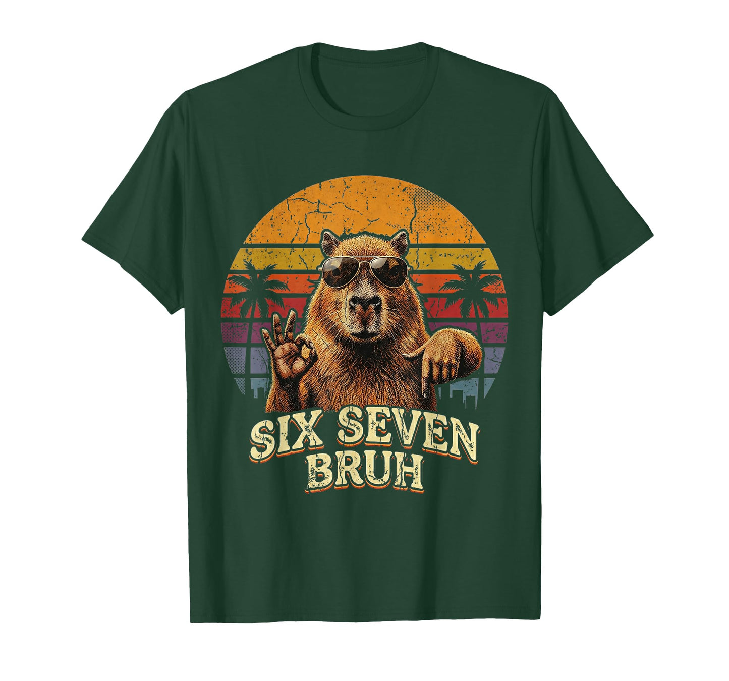 Six Seven Bruh 67 Capybara 6 7 Funny Meme Animal 6-7 T-Shirt