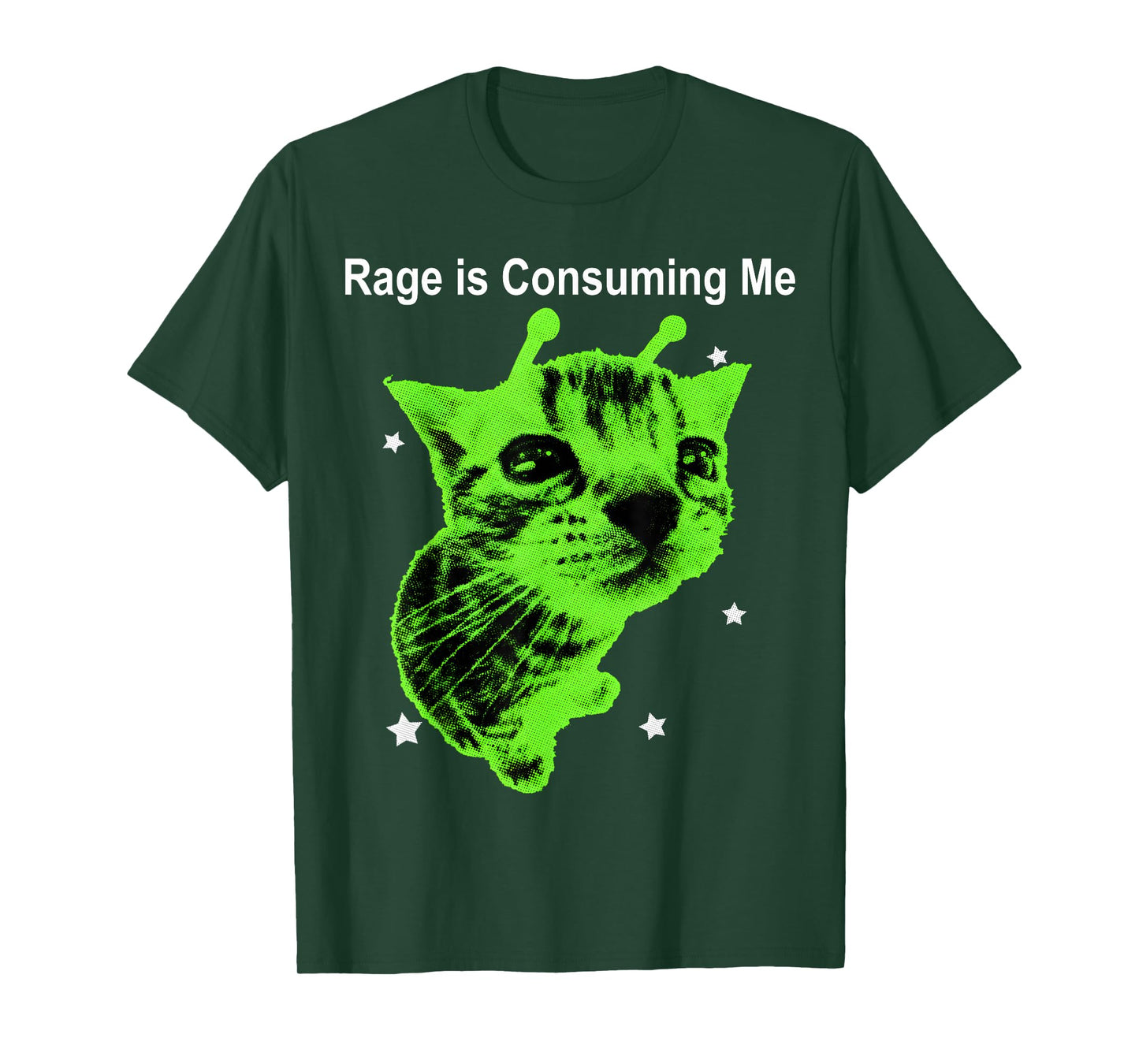 Rage is Consuming Me Alien Cat Silly Staring Cat Meme Funny T-Shirt