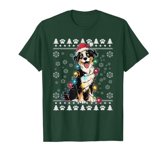 Australian Shepherd Christmas Ugly Sweater Funny Dog Xmas T-Shirt