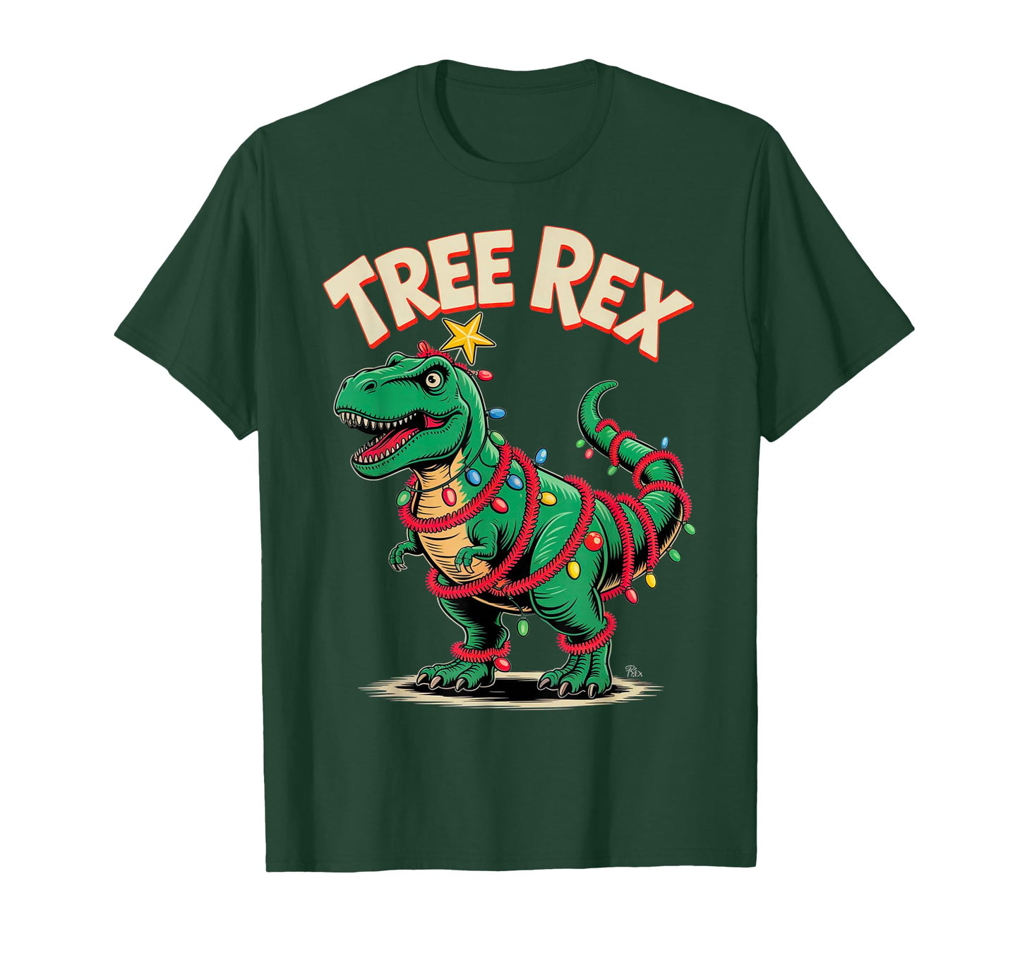 Tree REX Christmas Costume T-Rex Dinosaur Xmas Light Family T-Shirt