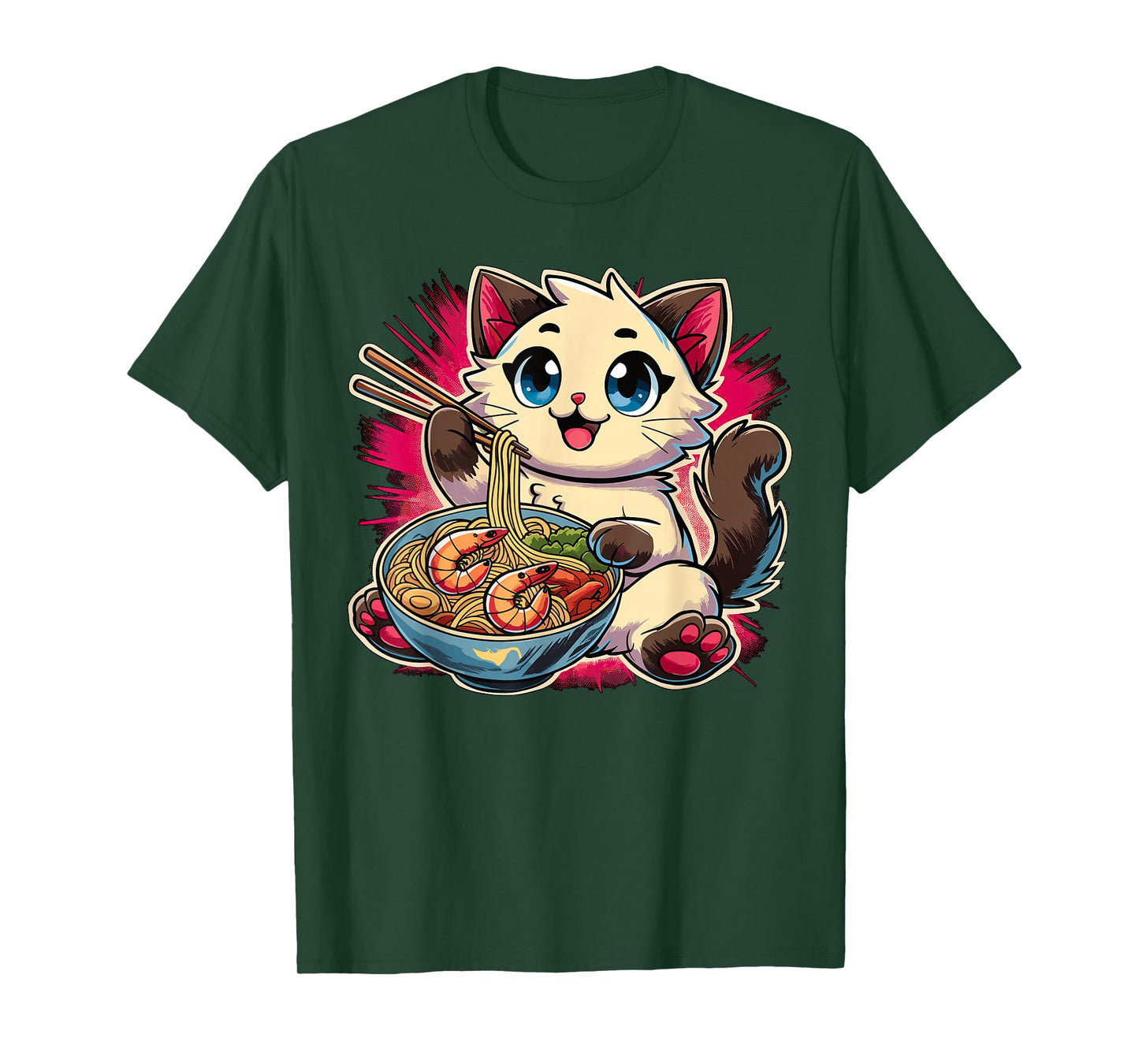 Siamese Cat Eating Ramen T-Shirt