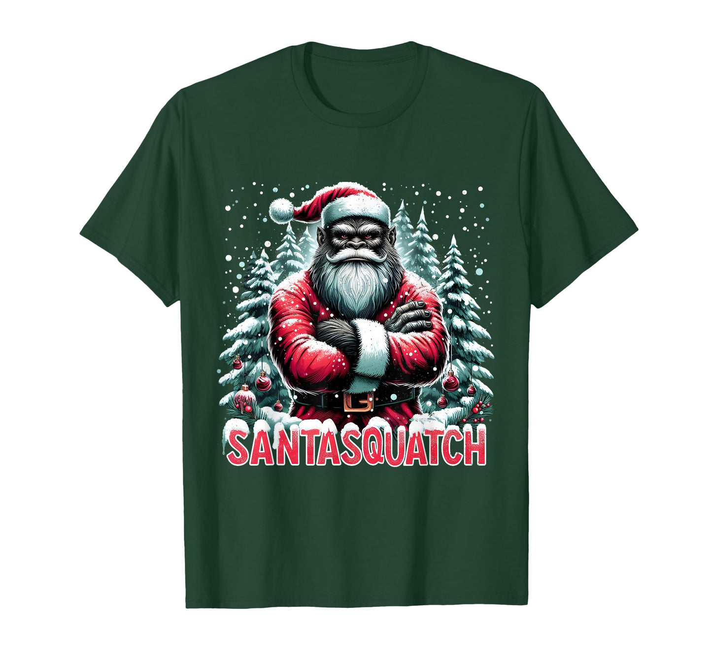 Santasquatch Funny Bigfoot Santa Christmas Art T-Shirt