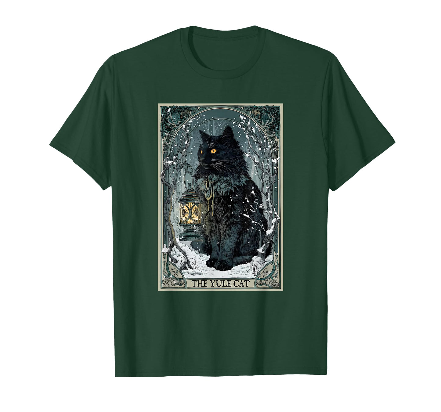 Creepmas Vintage The Yule Cat Tarot Card Dark Christmas T-Shirt