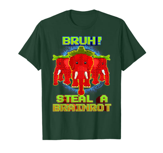Bruh Funny Strawberry Elephant Brainrot for Boys Kids Teens T-Shirt