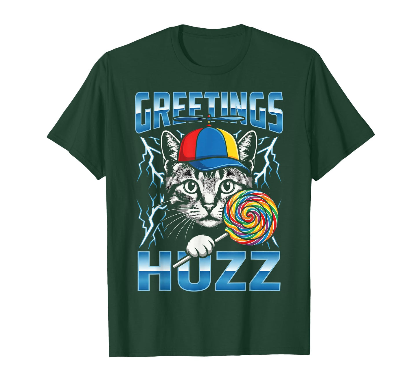 Greetings Huzz Meme Brainrot Cat Funny Gen Z Alpha Slang T-Shirt