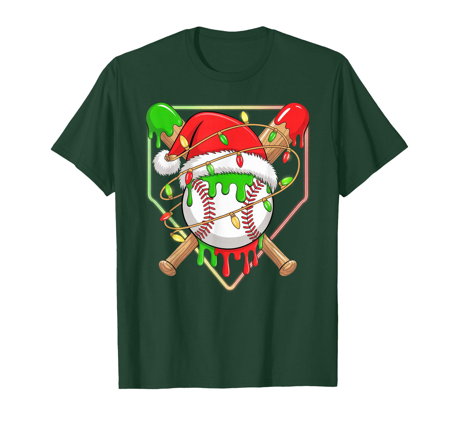 Baseball Christmas Tree Light Xmas Baseball Boys Kids T-Shirt