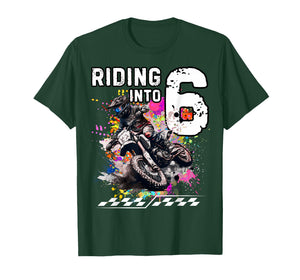 Motocross Birthday 6th Year Old Riding Into 6 MX Dirt Bike T-Shirt