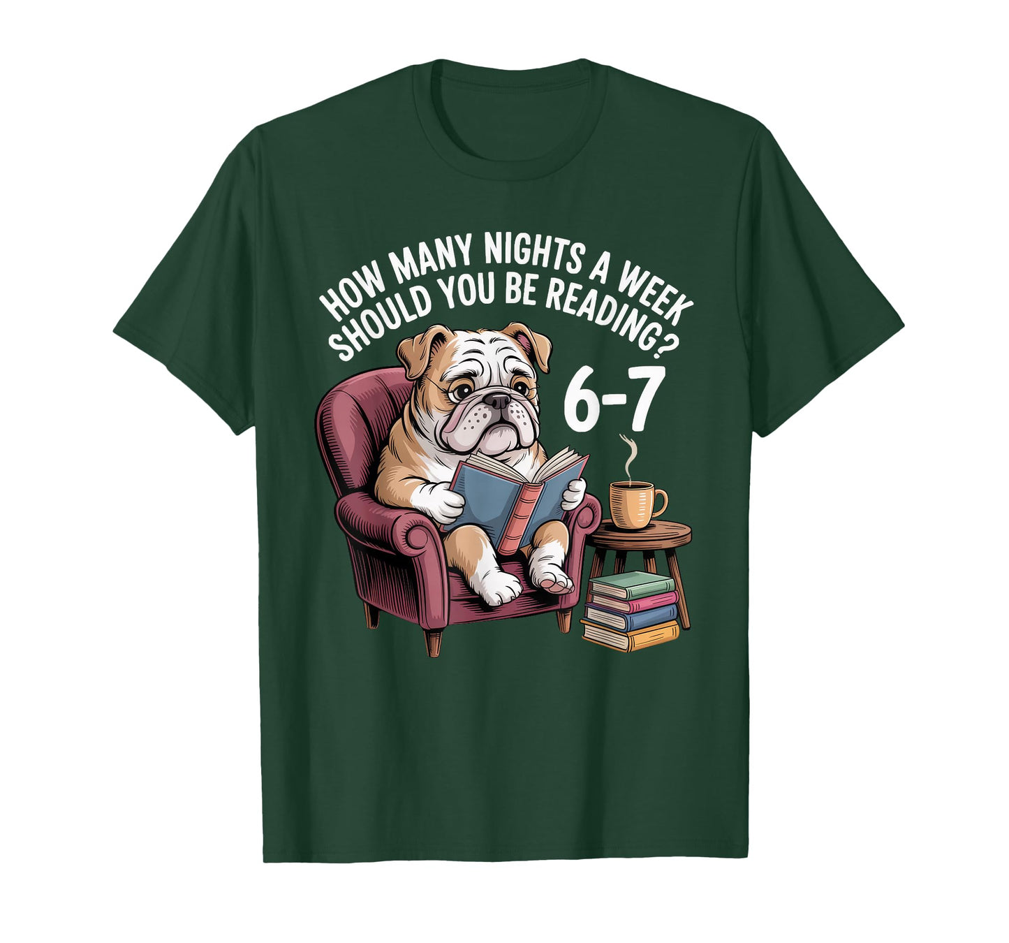 Funny English Bulldog Dog Reading Book 67 Six Seven Meme T-Shirt