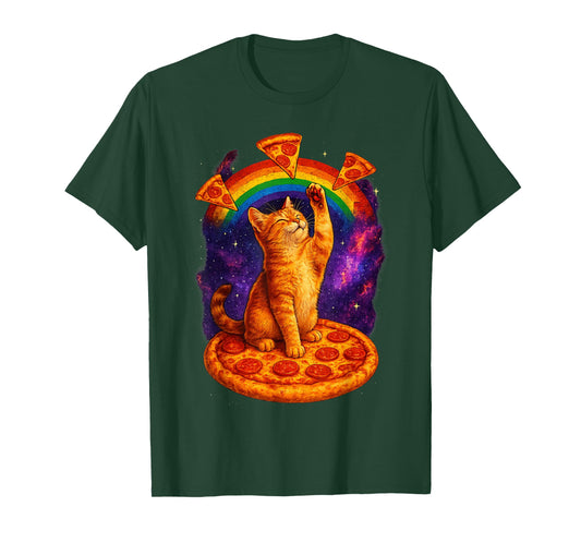 Space Cat Pizza Rainbow Cat Galaxy Cute Kitty in Space T-Shirt