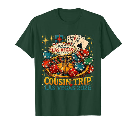 Cousin Trip Las Vegas 2026 Family Matching Retro Vacation T-Shirt