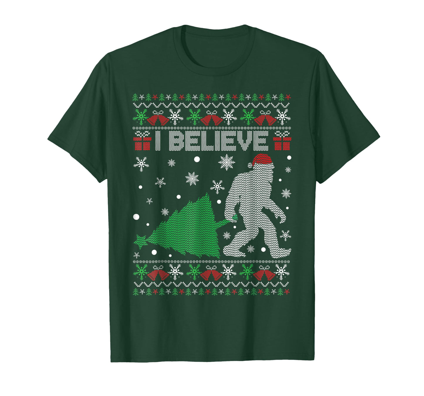 I Believe Big Foot Sasquatch Christmas T-Shirt