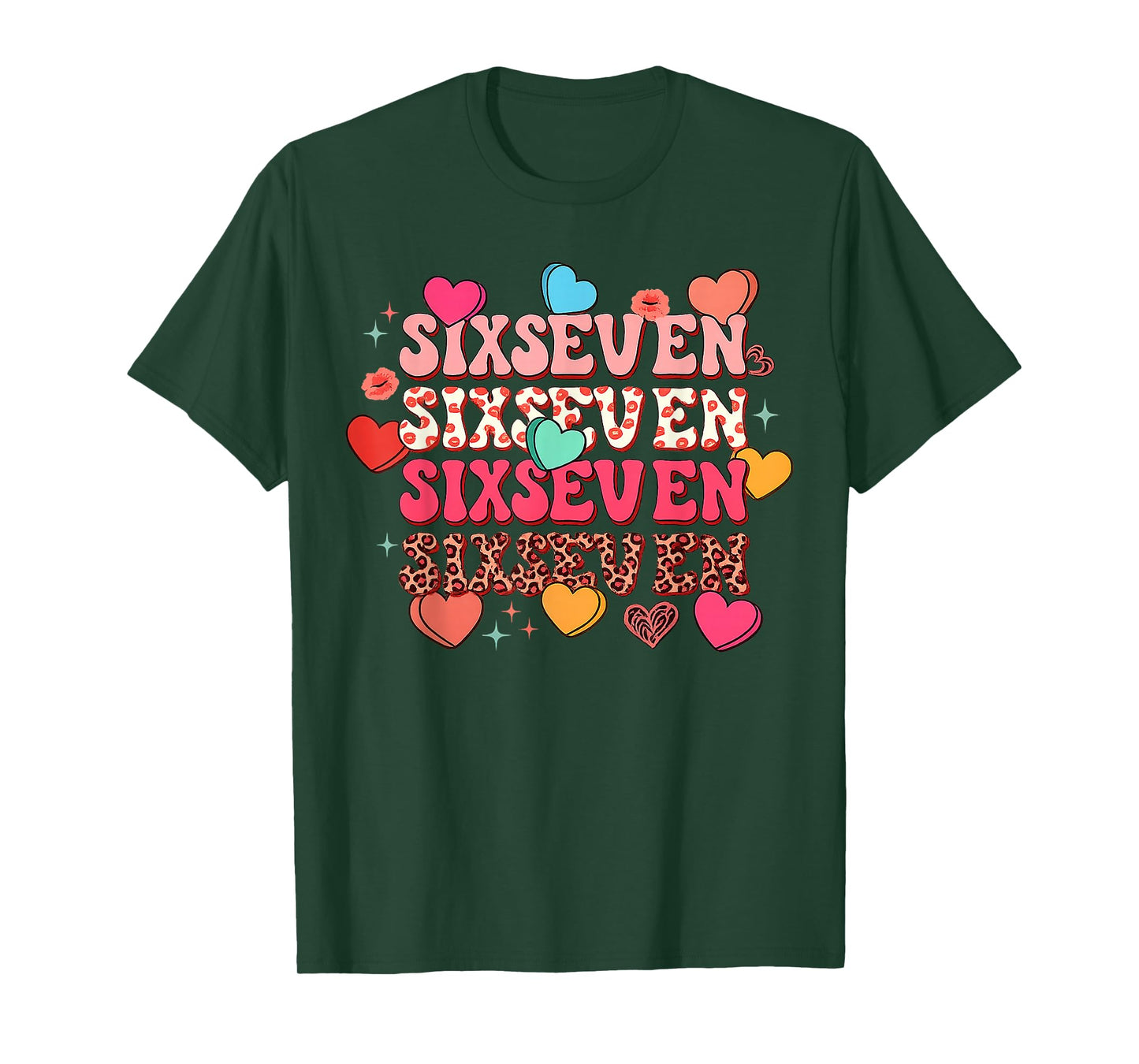 Cute Hearts 67 Meme Six Seven Gen Alpha Slang 6 7 Girl Women T-Shirt