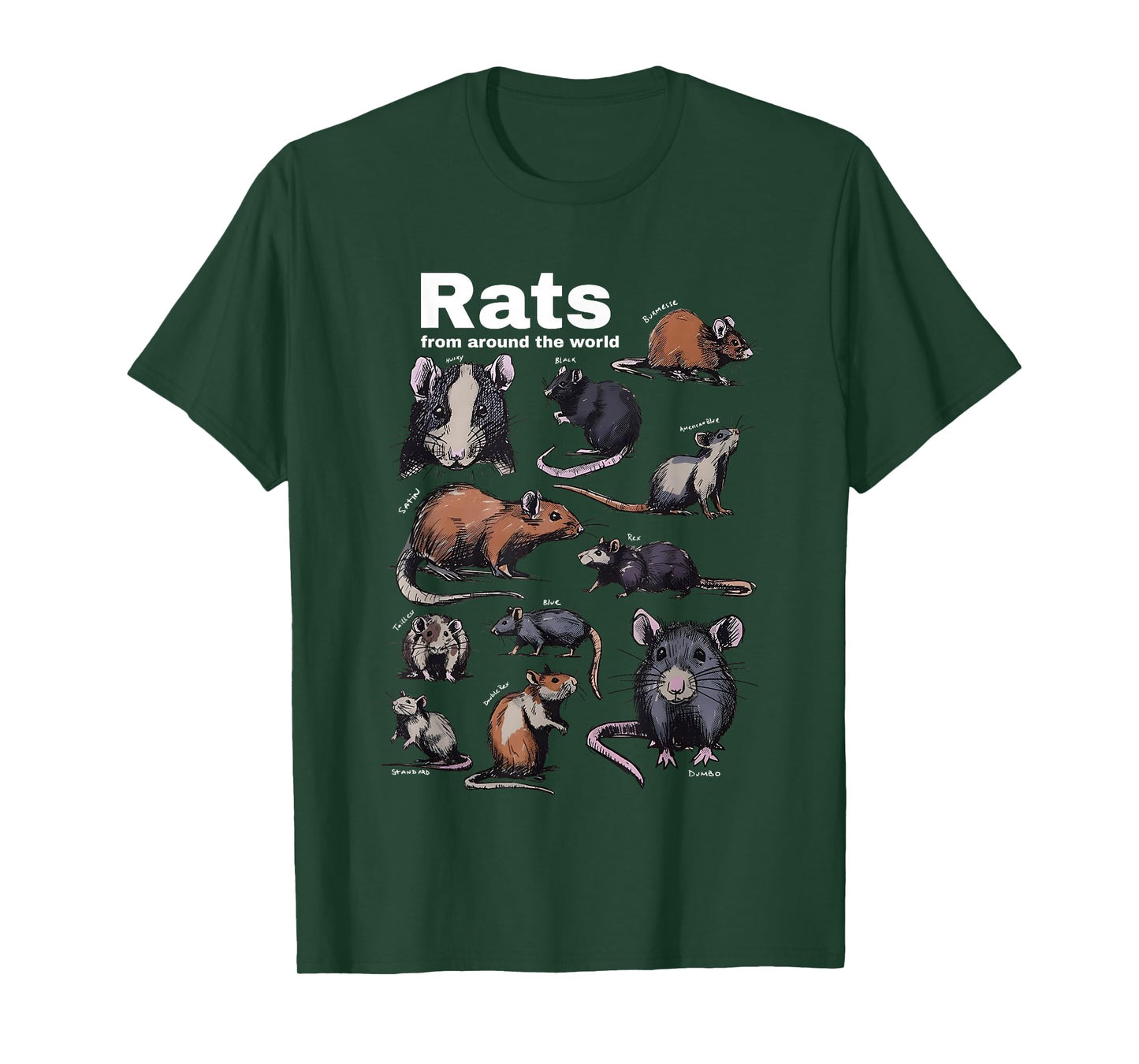 Rats from Around The World Vintage Rodent Chart T-Shirt