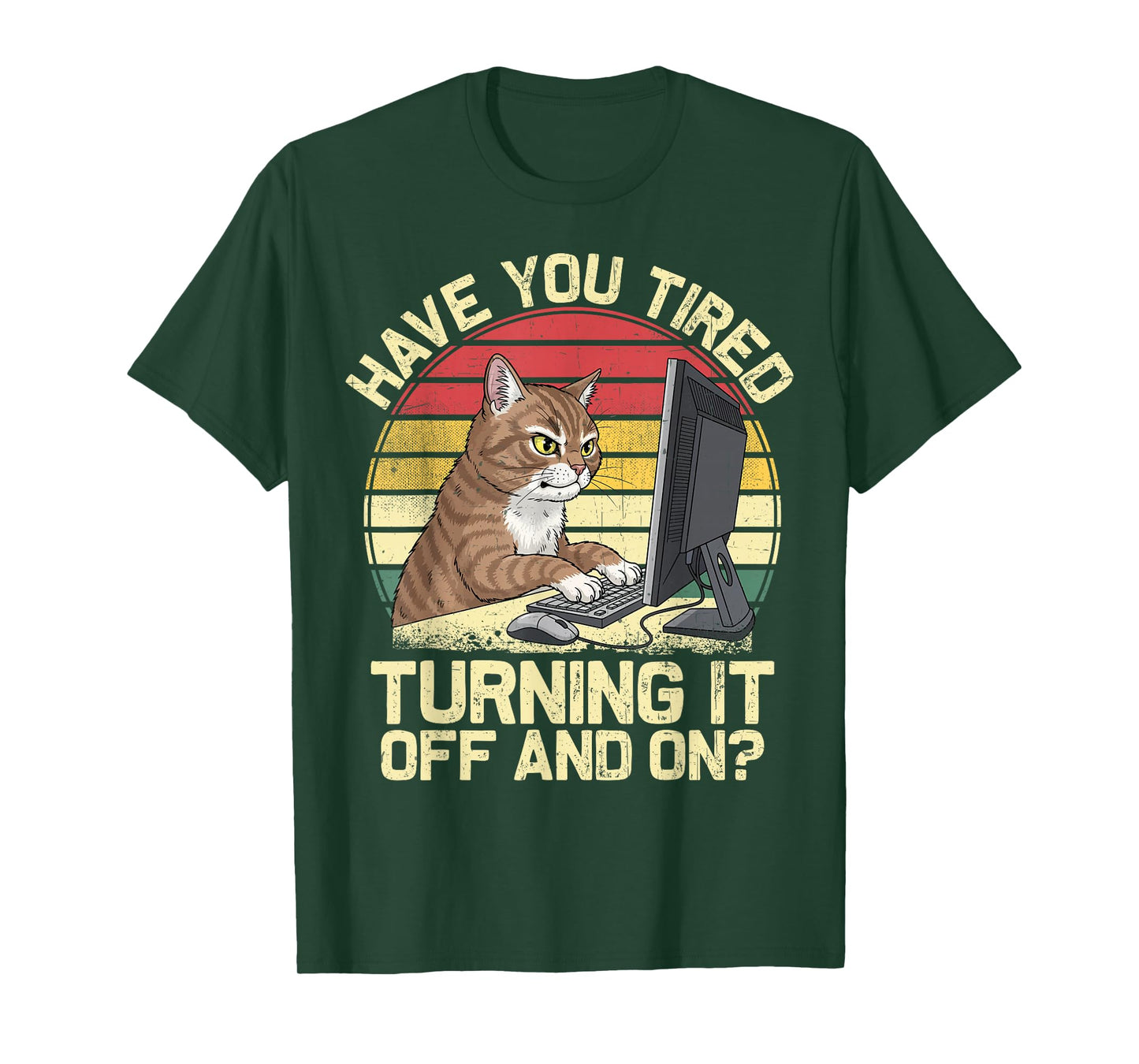 Cat Tech Engineer Support Humor Tech Computer IT Guy T-Shirt
