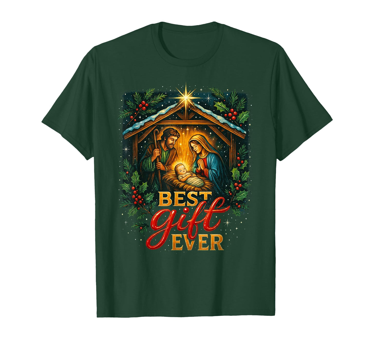 Jesus Nativity Scene Faithful Christmas Christian Design T-Shirt