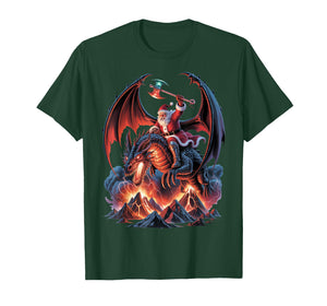 Epic Christmas Fantasy - MMO Mystic Santa Riding Dragon T-Shirt