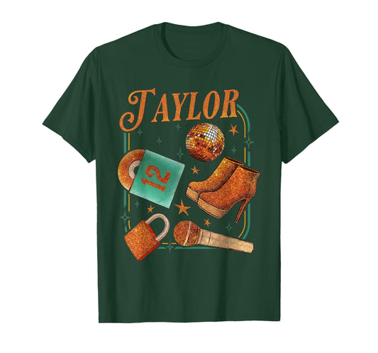 Girl Retro Taylor First Name Personalized Groovy 80's T-Shirt