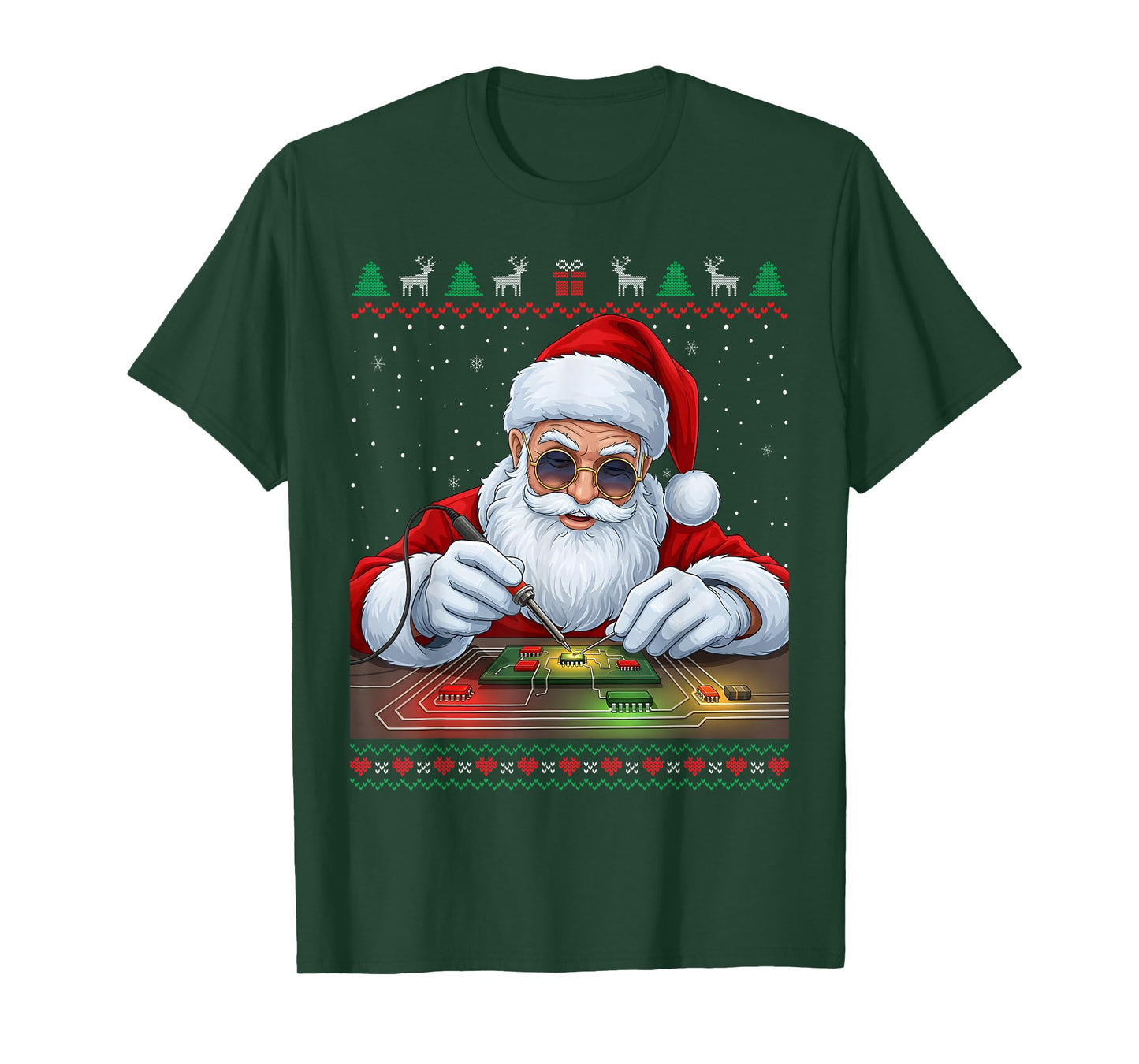 Santa Claus Soldering Circuit Board Christmas T-Shirt