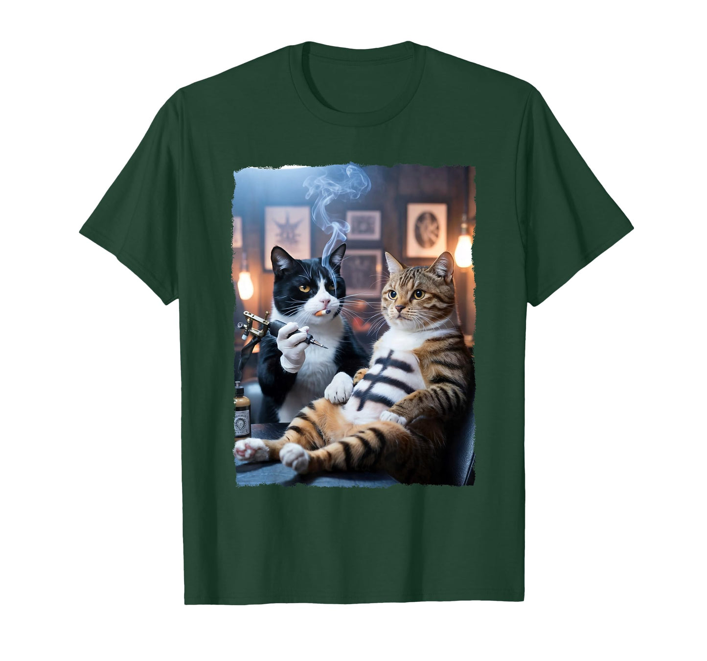 Cat Tattooing Cat Funny Meme Inked Kitty Humor Tattoo Artist T-Shirt