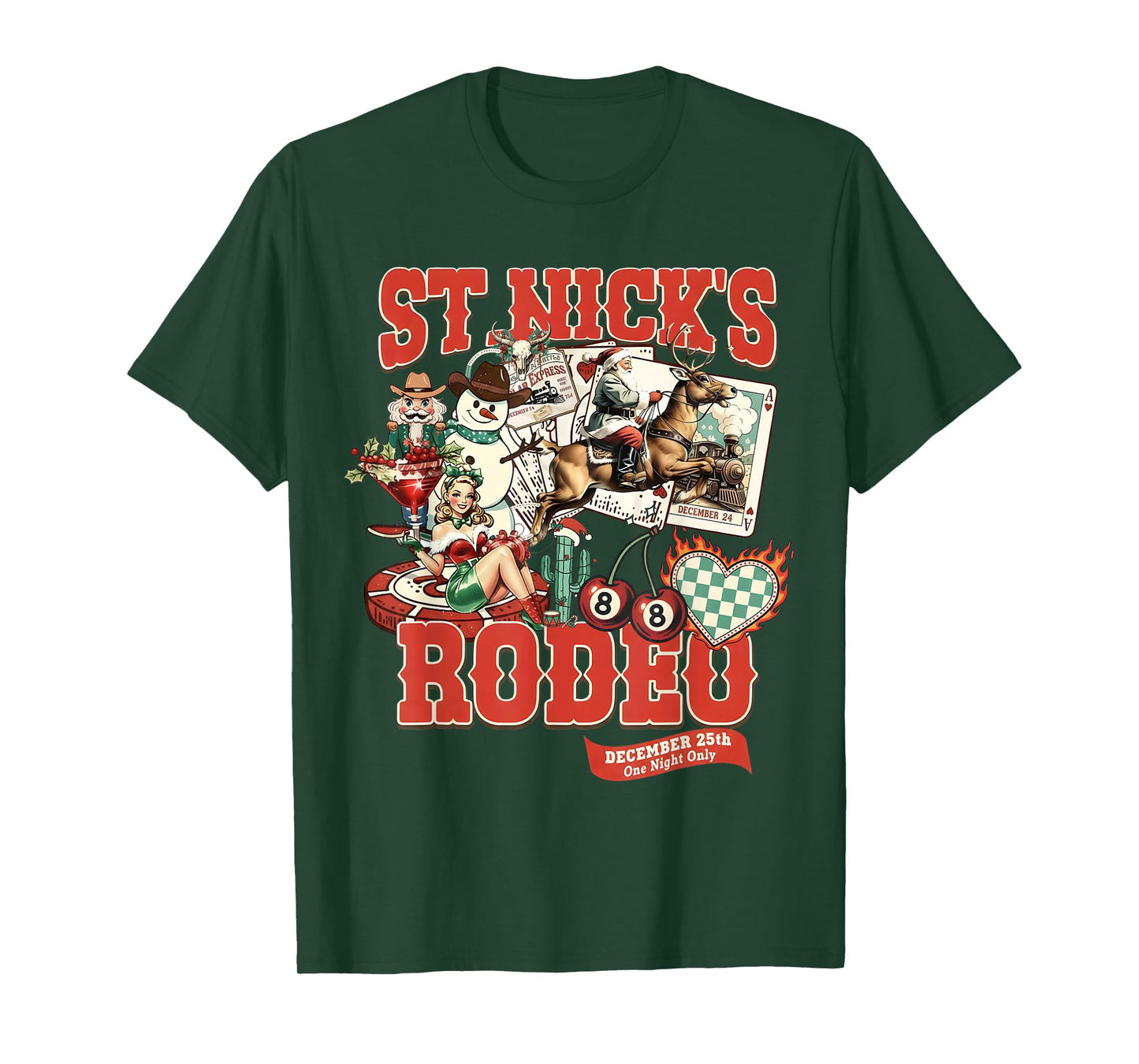 St. Nick’s Rodeo Retro Western Christmas Collage Santa T-Shirt