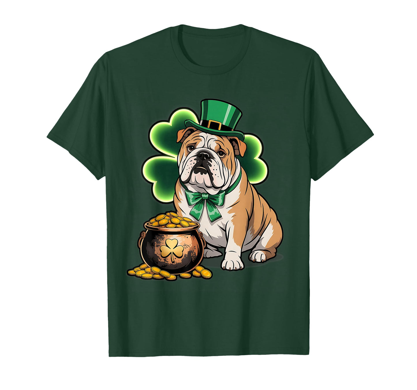 Cute English Bulldog Shamrock Women Men St Patricks Day T-Shirt