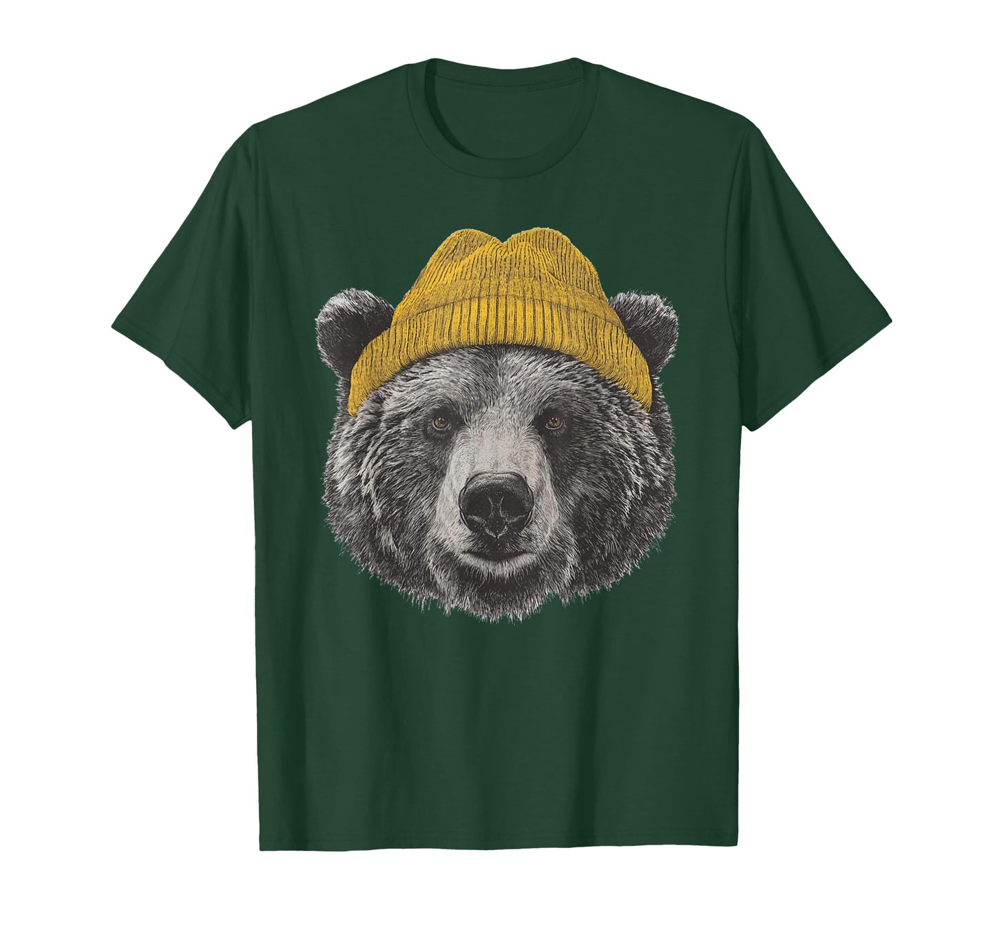 Retro Grizzly Bear in Beanie Wilderness Nature Camping T-Shirt