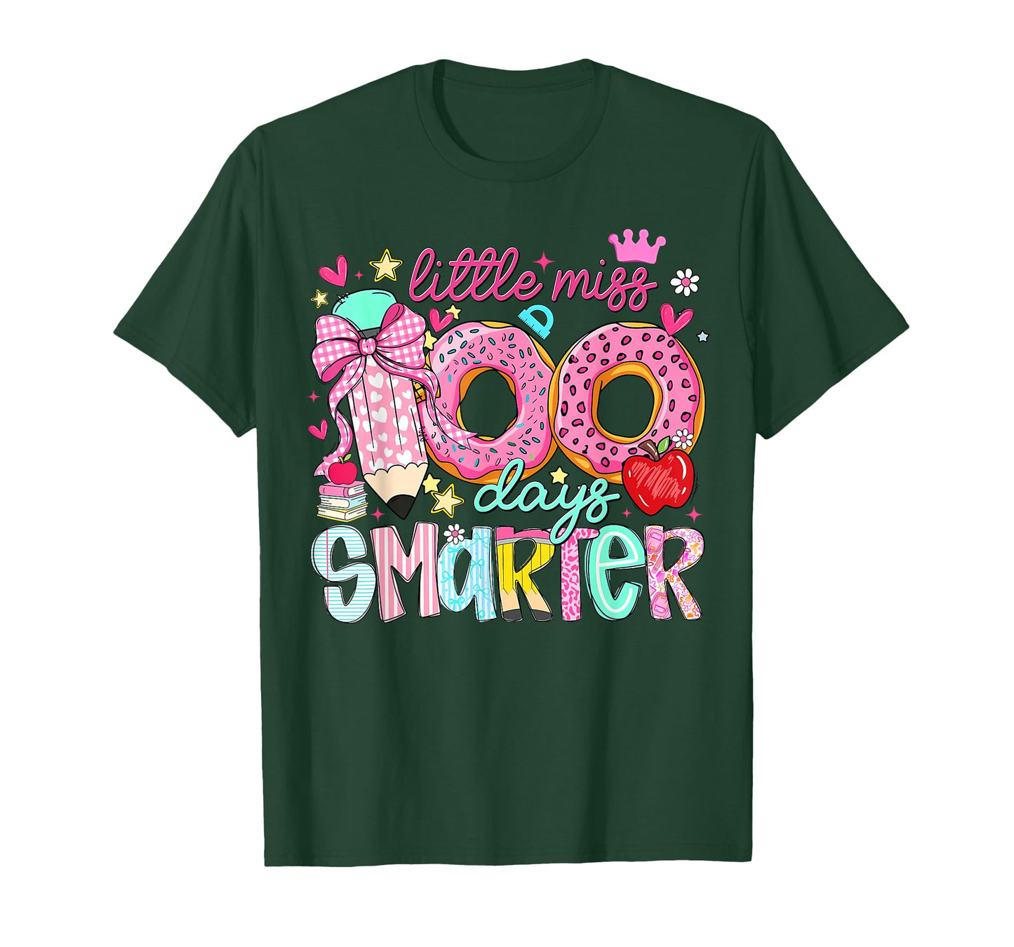 Little Miss 100 Days Smarter Kids Girls 100th Day of School T-Shirt