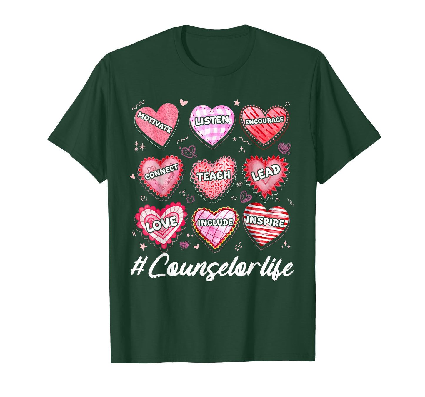 School Counseling Counselor Life Hearts School Valentine T-Shirt