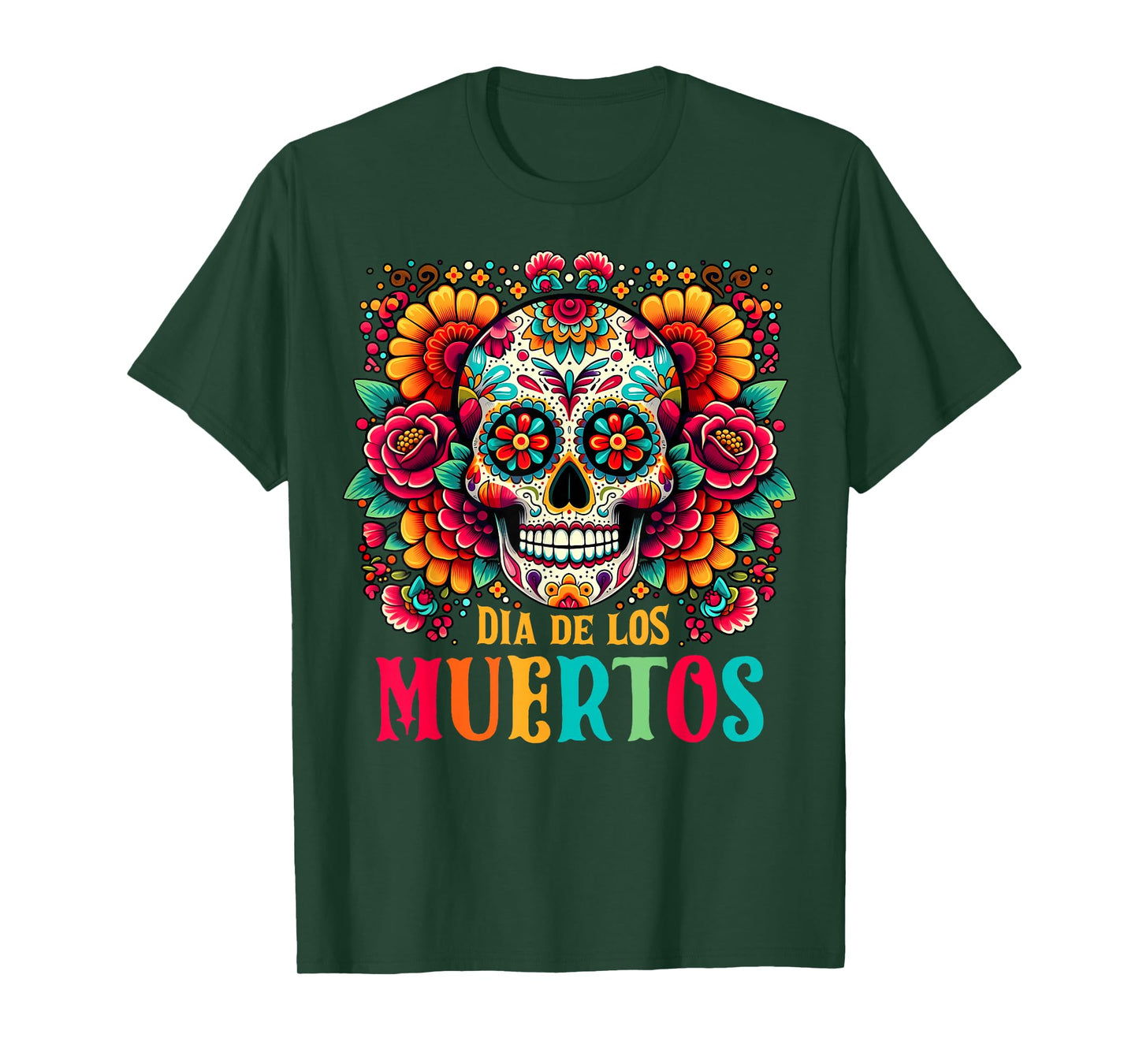 Floral Sugar Skull Dia De Los Muertos Day of The Dead Mexico T-Shirt