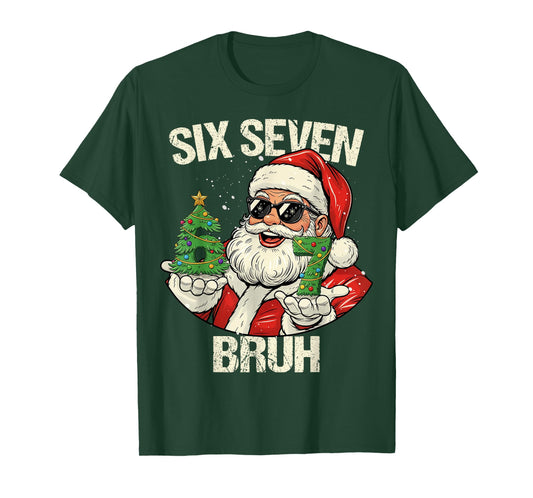67 Six Seven Bruh Funny Santa Christmas 67 Meme Xmas Holiday T-Shirt