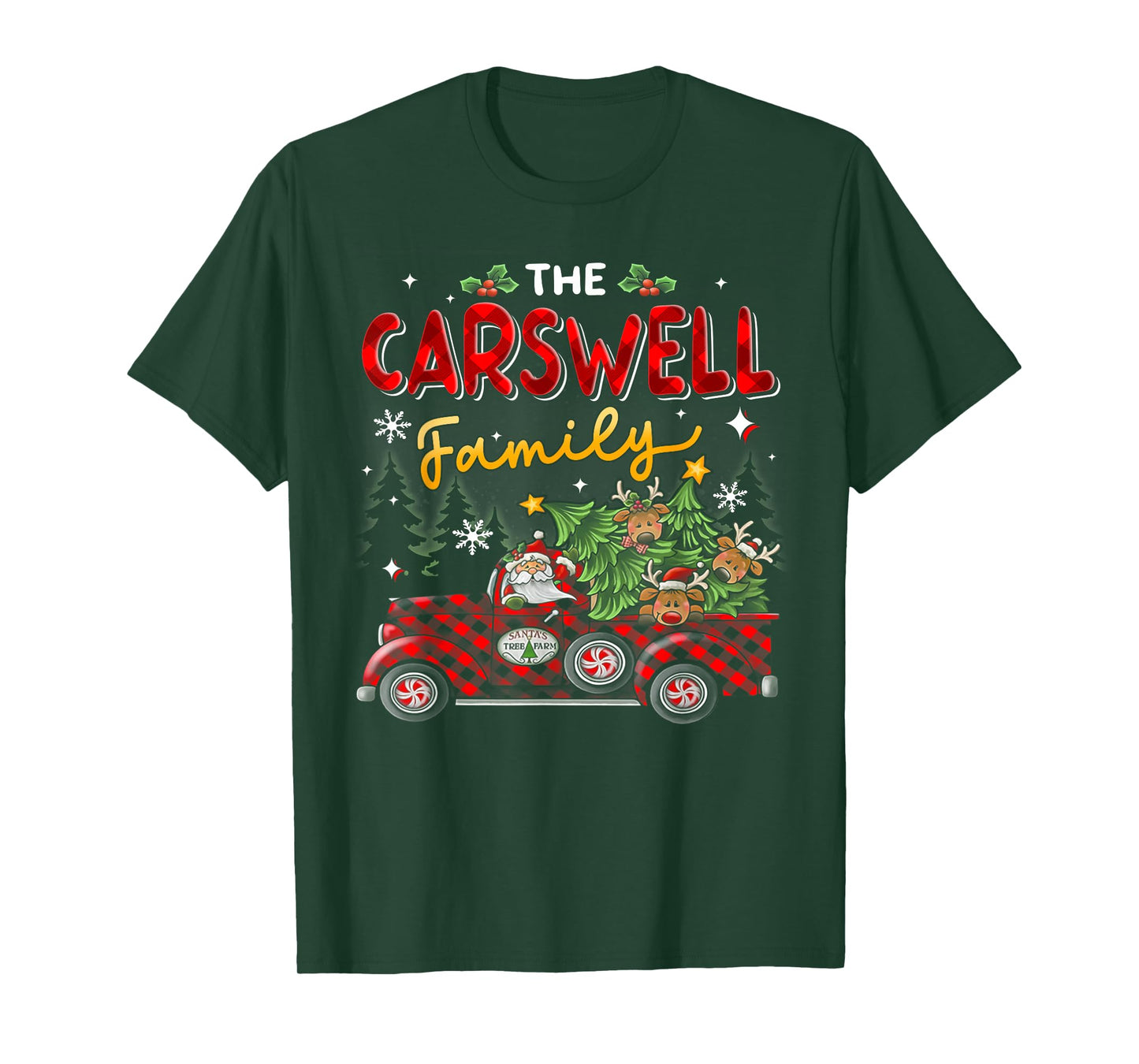 The Carswell Family Christmas Matching Pajamas Group Gift T-Shirt