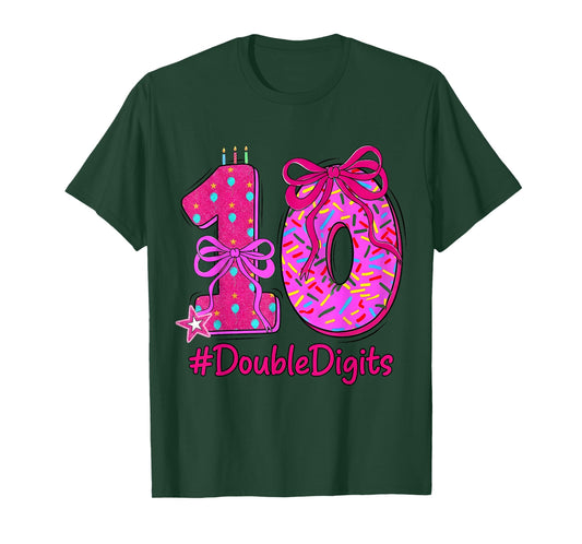10th Birthday Girl Pink Coquette Bow 10 Year Old Teens T-Shirt