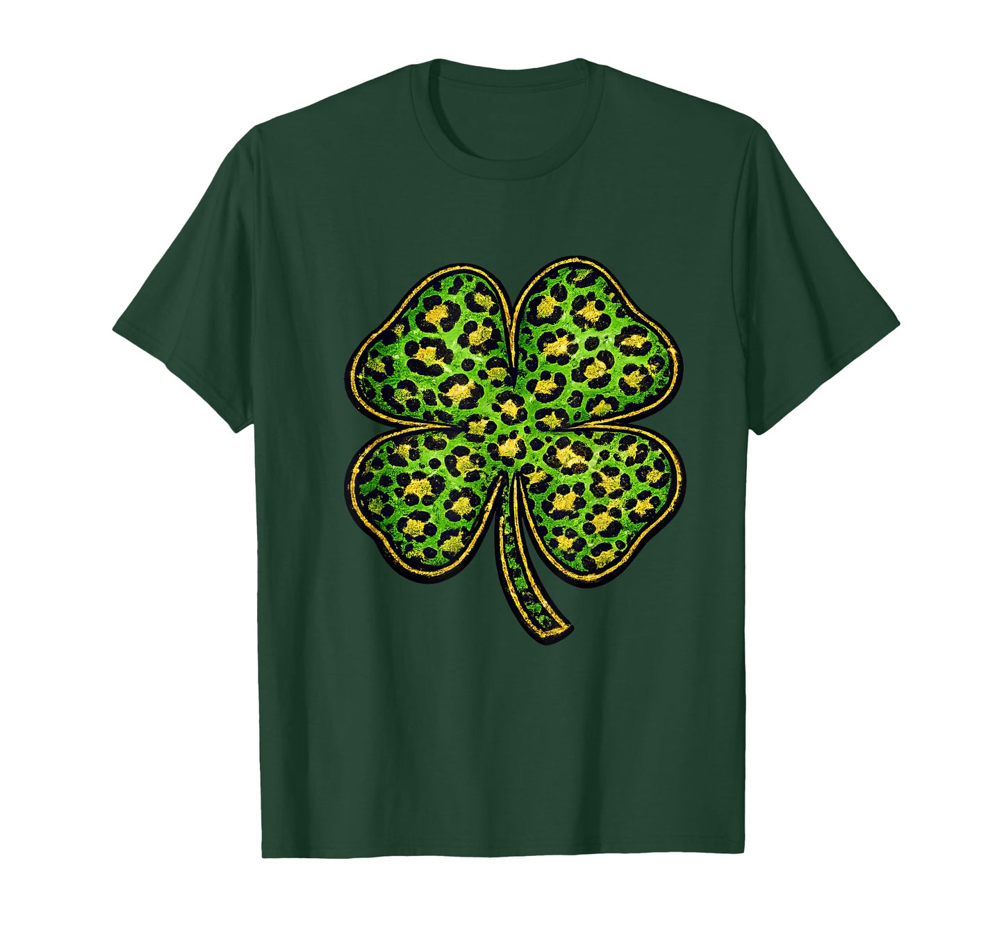 Leopard Shamrock Clover Cheetah Print St Patricks Day T-Shirt