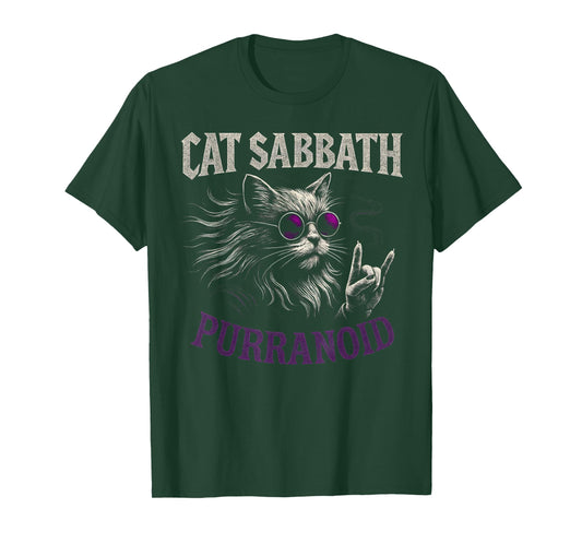 Cat Sabbath Purranoid - Funny Rock Cat T-Shirt