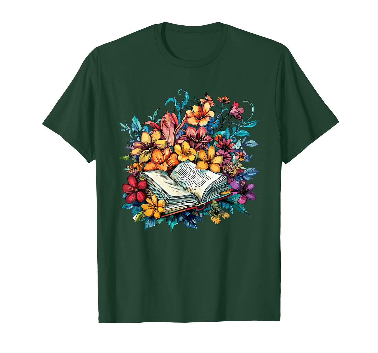 Open Book with Colorful Floral Reading Magic T-Shirt