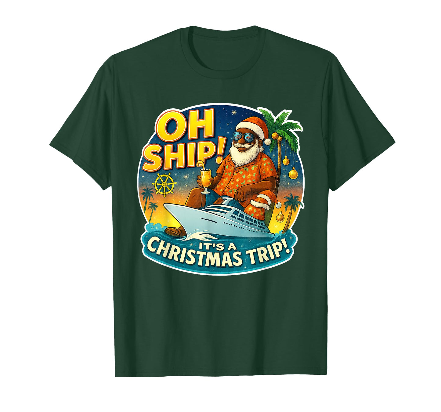 Oh Ship! Funny Santa Family Matching Christmas Cruise T-Shirt